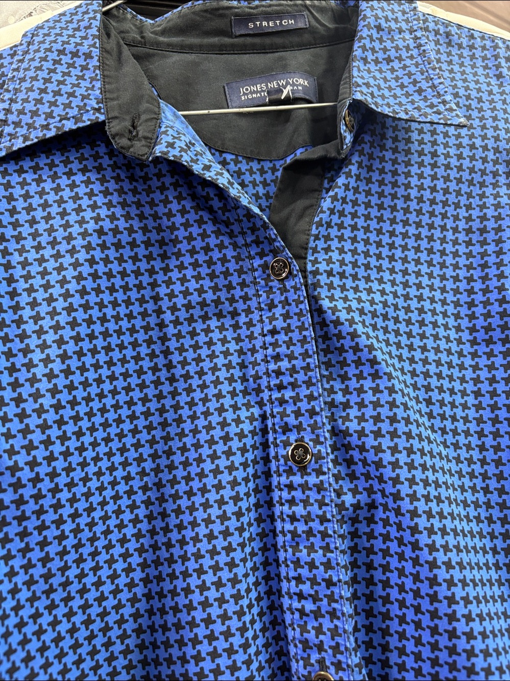 Blue Houndstooth Button-Up Shirt - Picture 3 of 3
